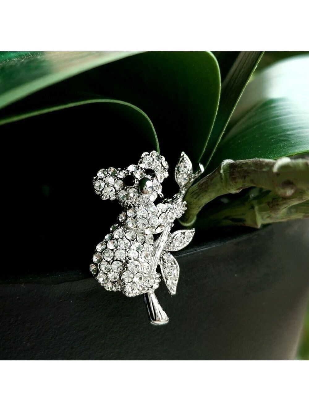 Silver crystal koala bear brooch pin 🆕
